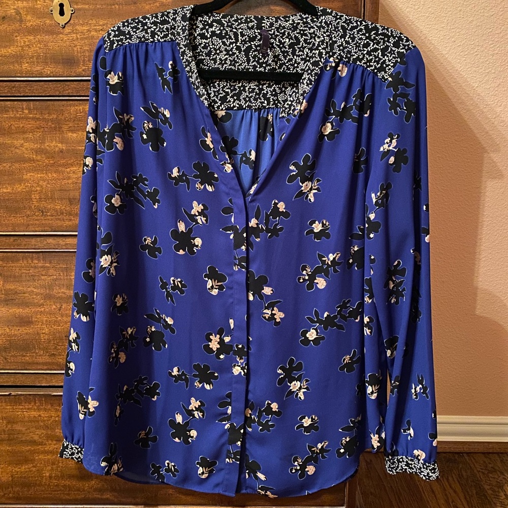 NYDJ Long Sleeve Mixed Print Blouse 💙
